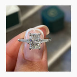Classic 1.0 CT Radiant Moissanite Engagement Ring with Three Stone Design 1