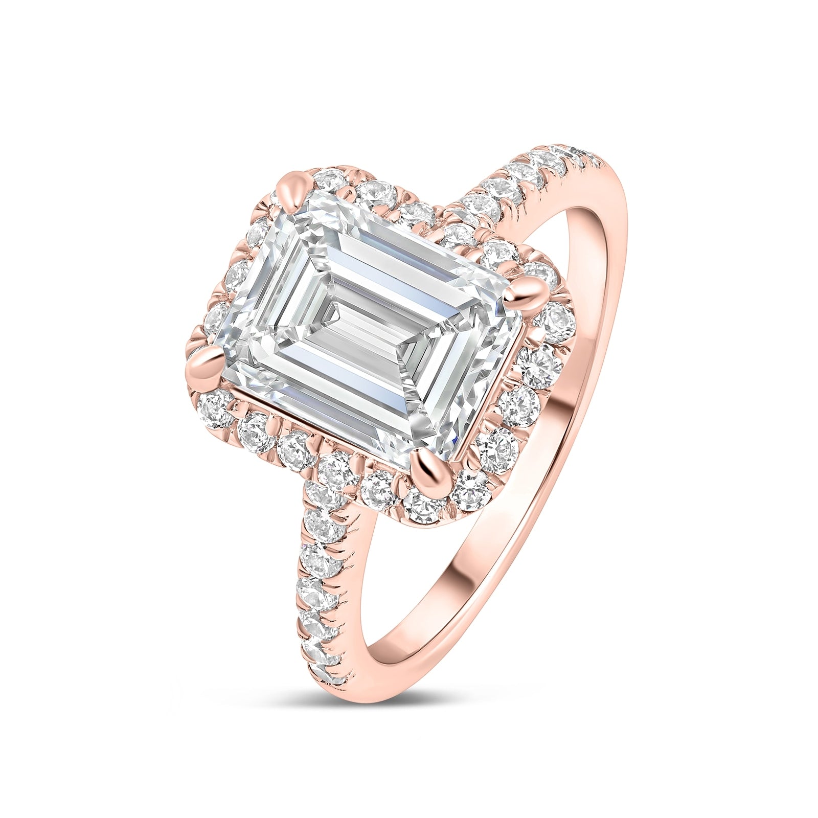 Stunning 3 CT Emerald Moissanite Engagement Ring with Pave and Halo Design 2