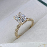 Stunning 2.50 CT Radiant Moissanite Engagement Ring with Hidden Halo & Triple Pave Design 3
