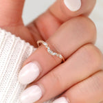 Stunning 0.15 TCW Marquise & Round Stones Curved Wedding Bands 5