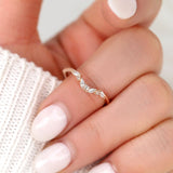Stunning 0.15 TCW Marquise & Round Stones Curved Wedding Bands 5