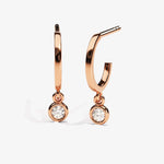 0.10 TCW Round Cut Moissanite Bezel Drop Earrings in Gold 4