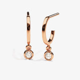 0.10 TCW Round Cut Moissanite Bezel Drop Earrings in Gold 4