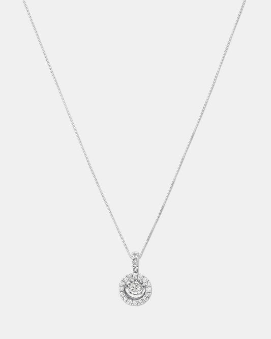 Round Cut Cubic Zirconia in 925 Sterling Silver Necklace 1