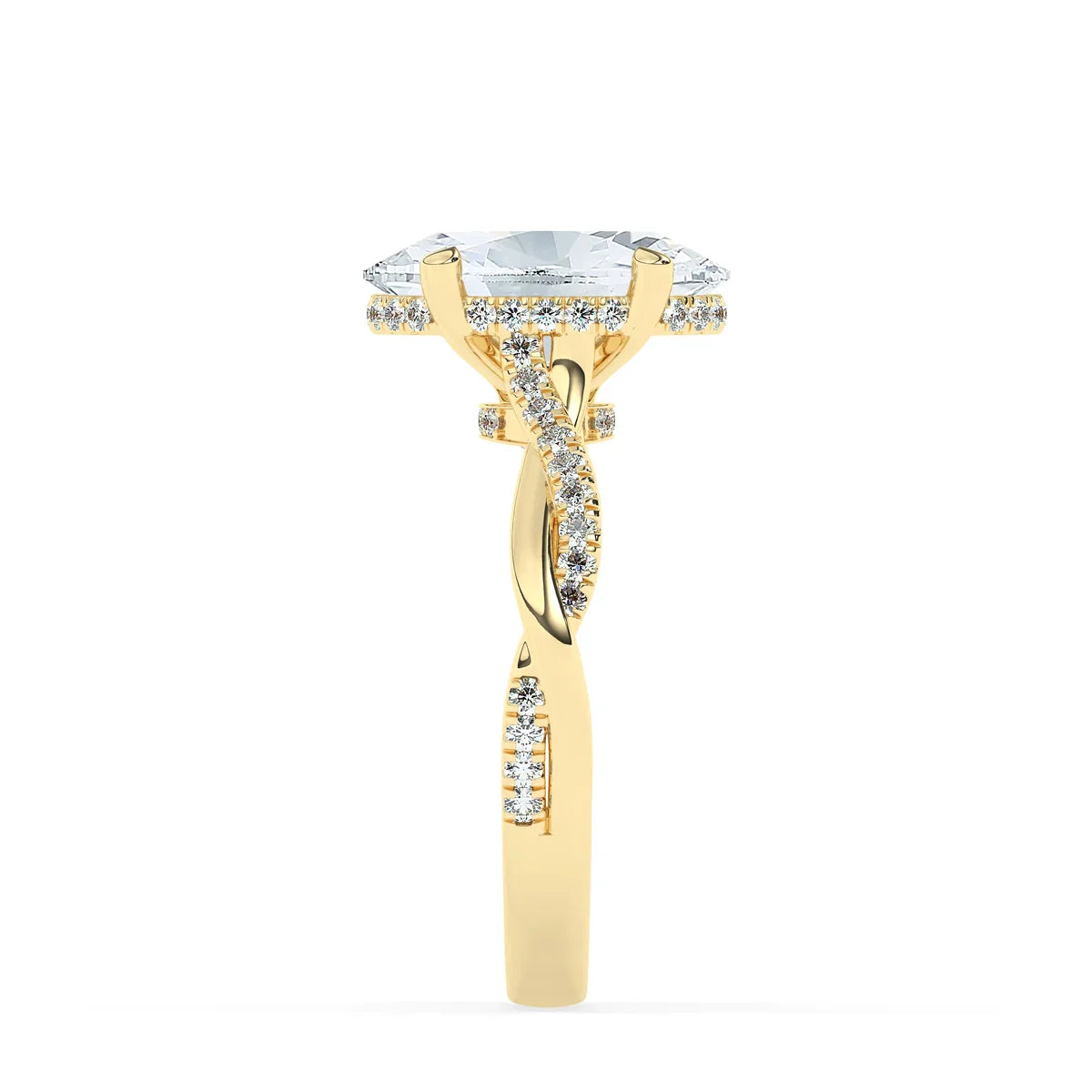 Stunning 3.0 CT Oval Moissanite Engagement Ring with Hidden Halo & Twisted Pave Design 5