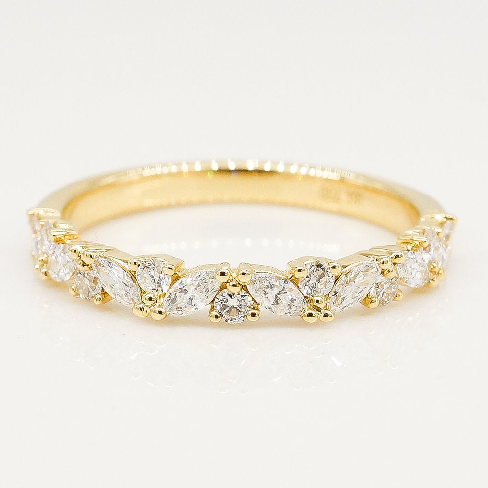 Stunning 0.4 TCW Marquise and Round Moissanite Stones in Half Eternity Wedding Bands 2