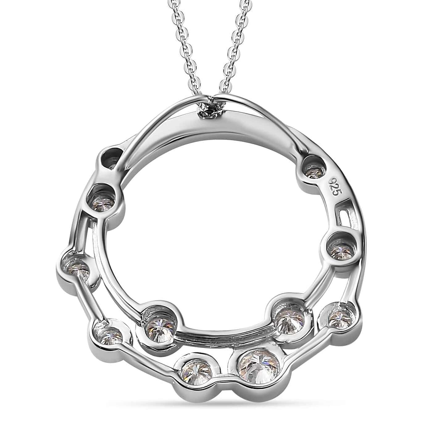 Round Cut Cubic Zirconia in 925 Sterling Silver Necklace 5