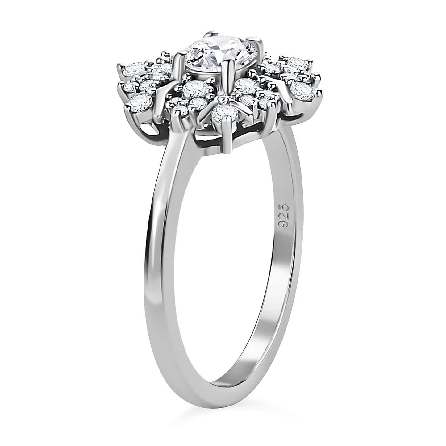 Round Cut Halo Style Cubic Zirconia in 925 Sterling Silver Ring 4