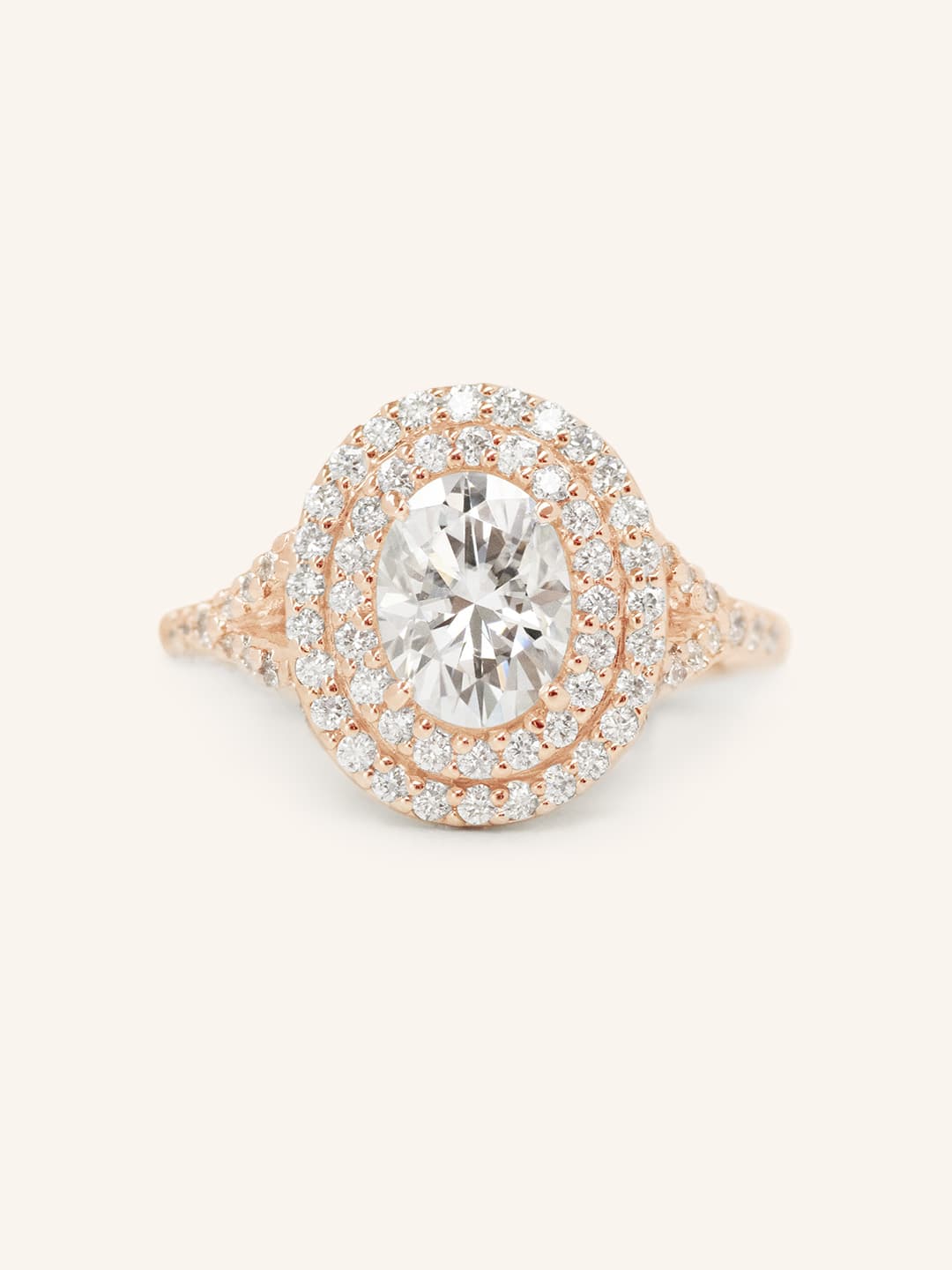 Stunning 1.0 CT Oval  Moissanite Engagement Ring with Double Halo & Pave Design 3