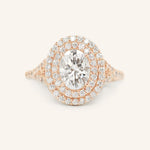Stunning 1.0 CT Oval  Moissanite Engagement Ring with Double Halo & Pave Design 3