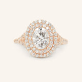 Stunning 1.0 CT Oval  Moissanite Engagement Ring with Double Halo & Pave Design 3