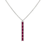 Baguette Ruby Lab Made Diamond- July Birthstone Bar Necklace 8