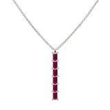 Baguette Ruby Lab Made Diamond- July Birthstone Bar Necklace 8