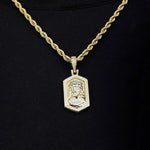 0.7 CT Round Moissanite Jesus Style Silver Pendant for Him 1
