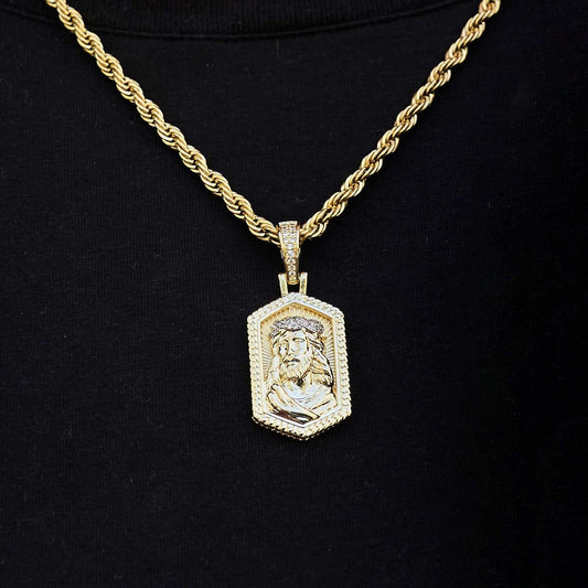 0.7 CT Round Moissanite Jesus Style Silver Pendant for Him 1