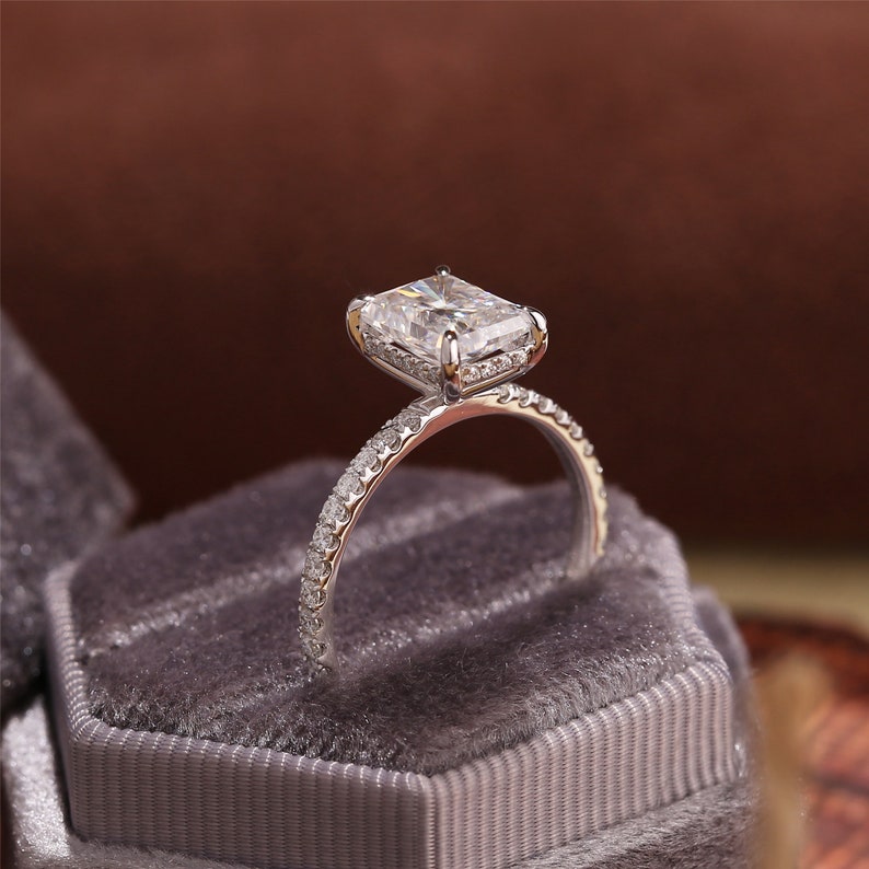 Stunning 4.0 CT Radiant Moissanite Engagement Ring with Pave Design 9
