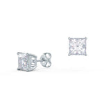1.0 TCW Princess Shape Moissanite Stud Earrings in Gold 6