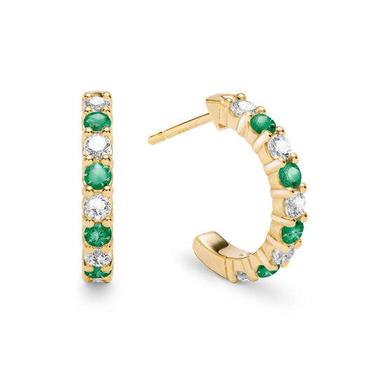 0.54 TCW Round Emerald Lab Made Diamond-May Birthstone Hoop Earrings 1
