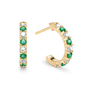 0.54 TCW Round Emerald Lab Made Diamond-May Birthstone Hoop Earrings