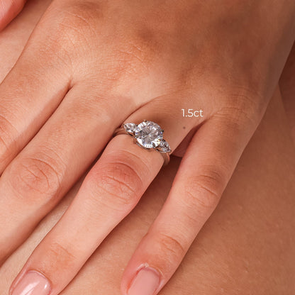 Stunning 2.0 CT Round Moissanite Engagement Ring with Three Stone Design 3
