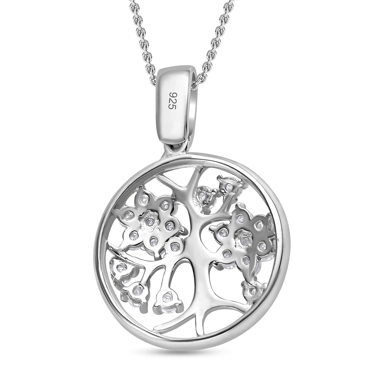 Round Cut Cubic Zirconia in 925 Sterling Silver Necklace 5