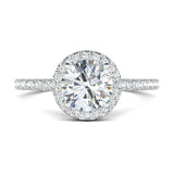 Stunning 0.3 CT Round Moissanite Stones Pave & Halo Wedding Band 1