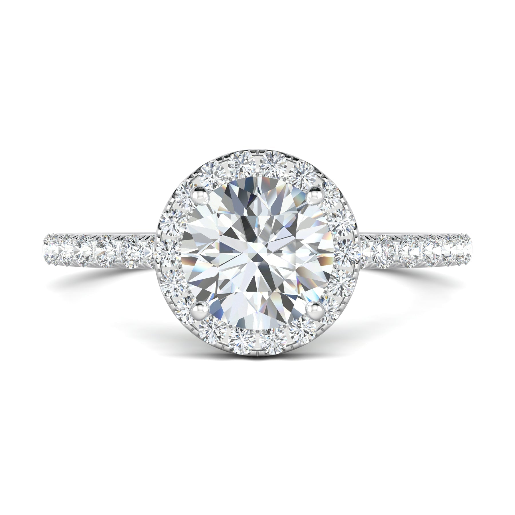 Stunning 0.3 CT Round Moissanite Stones Pave & Halo Wedding Band 1