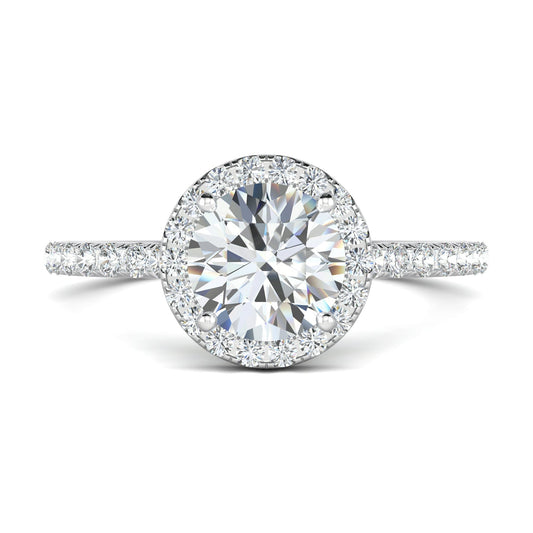 Stunning 0.3 CT Round Moissanite Stones Pave & Halo Wedding Band 1