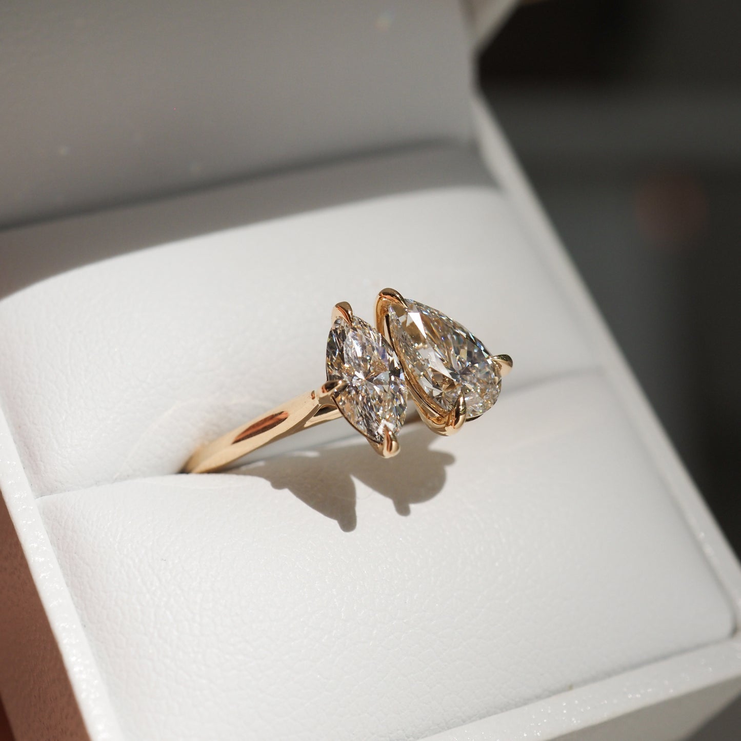 Stunning 1.5 CT Pear & Marquise Moissanite Engagement Ring with Two Stone Design 2