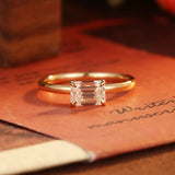 Stunning 1.0 CT East-West Emerald Cut Moissanite Engagement Ring with Solitaire Design 1