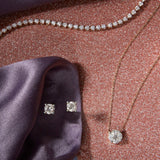 0.30 CT Marquise & Round Moissanite Diamond Cluster Pendant Necklace in Solid Gold 7