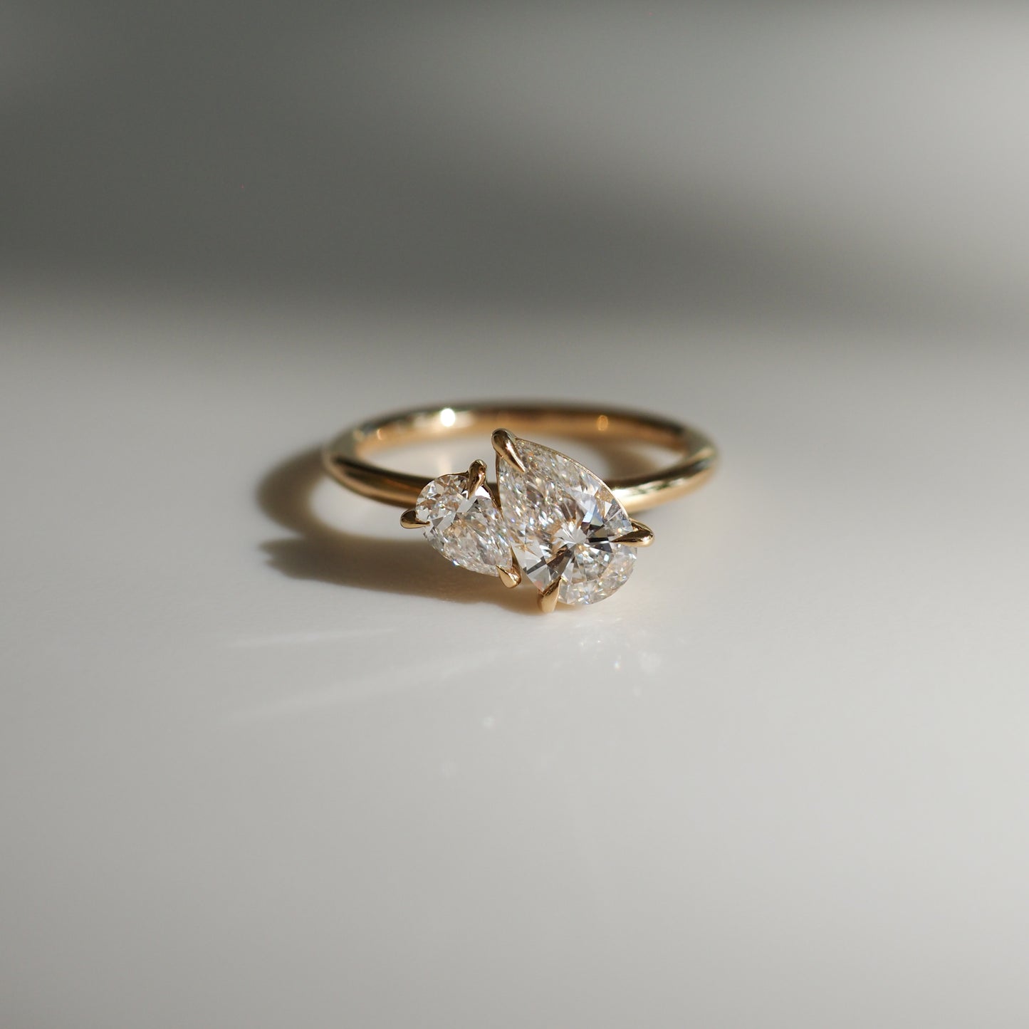 Stunning 1 CT Pears Moissanite Engagement Ring with Two Stone Design 1