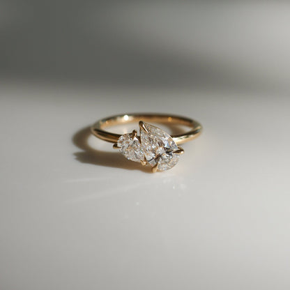 Stunning 1 CT Pears Moissanite Engagement Ring with Two Stone Design 1