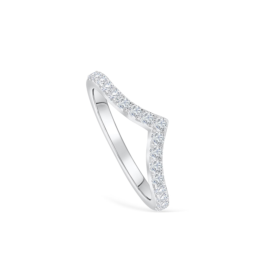 Stunning 0.2 TCW  Round Moissanite Stones in Curved Wedding Bands 2