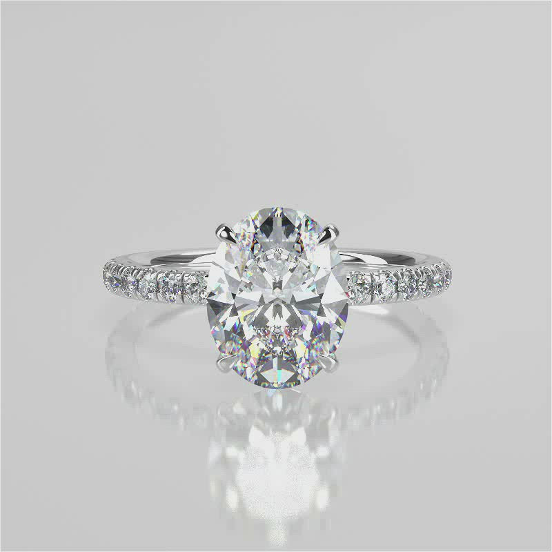Stunning 2.11 CT Oval Moissanite Engagement Ring with Pave Design 4