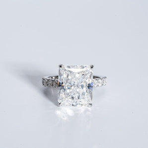 Stunning 7.0 CT Radiant Cut Moissanite Engagement Ring with Pave Design