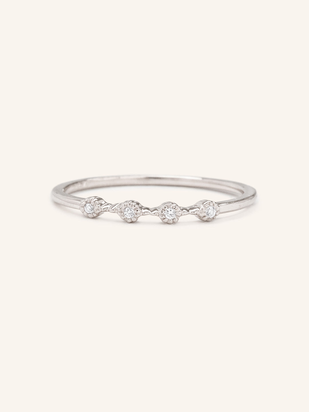 Stunning 0.2 TCW Round Moissanite Stones 4 Stones Wedding Bands 3