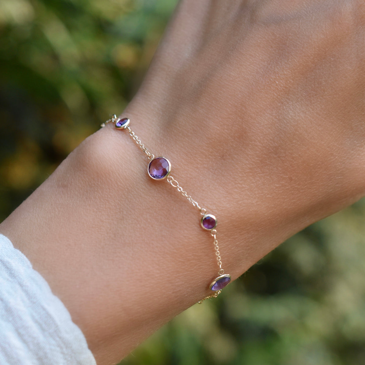 2.12 TCW Round Amethyst Lab Made Diamond- February Birthstone Bracelets 3