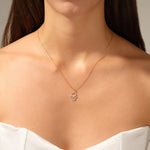 0.05 CT Round Moissanite Diamond Evil Eye Pendant Necklace in Solid Gold 5