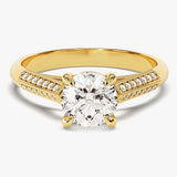 Stunning 1.0 CT Round Moissanite Engagement Ring with Knife Edge Design 1
