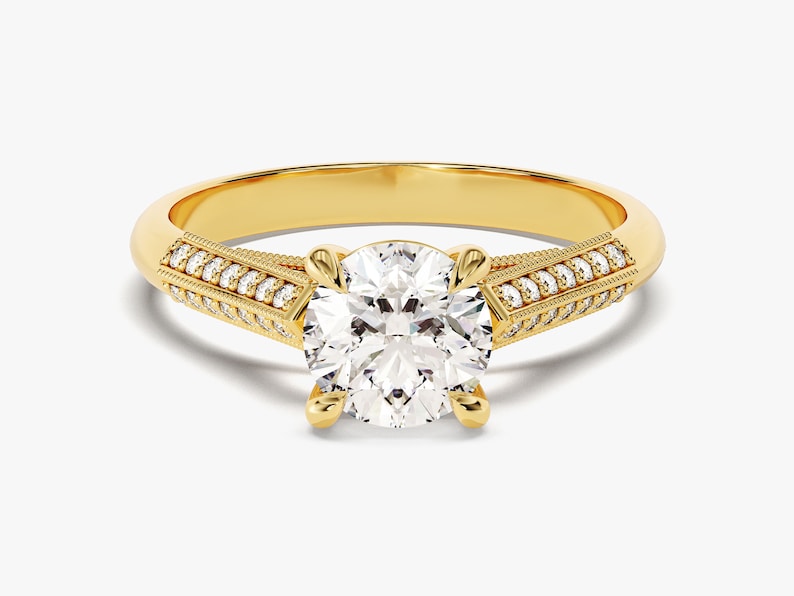 Stunning 1.0 CT Round Moissanite Engagement Ring with Knife Edge Design 1