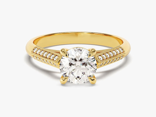 Stunning 1.0 CT Round Moissanite Engagement Ring with Knife Edge Design 1