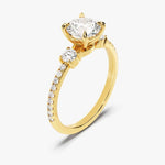 Stunning 1.0 CT Round Moissanite Engagement Ring with Three Stone & Pave Design 2