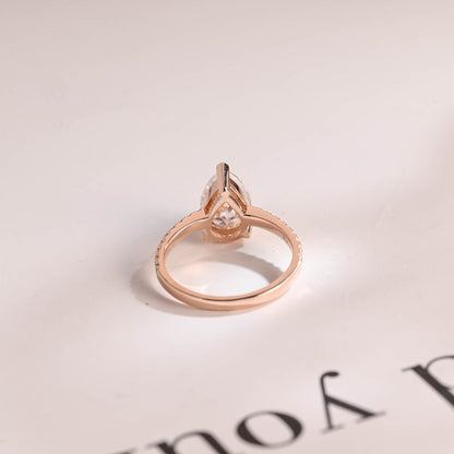 Stunning 1.0 - 2.0 CT Pear Moissanite Engagement Ring with Pave Design 3