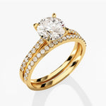 1.50 CT Round Cut Moissanite Bridal Ring Set with Round Wedding Bands 2
