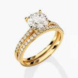 1.50 CT Round Cut Moissanite Bridal Ring Set with Round Wedding Bands 2