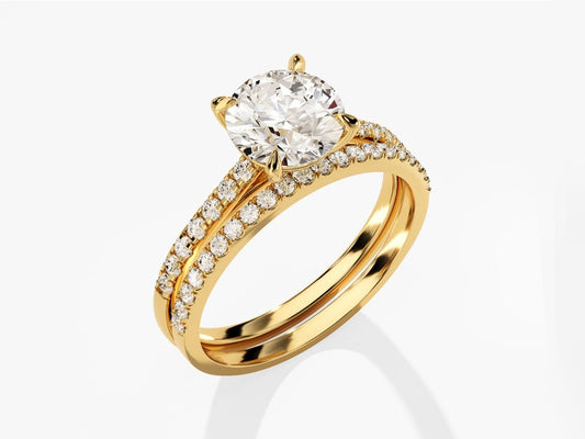 2.50 CT Emerald Cut Moissanite Bridal Ring Set with Marquise & Round Wedding Bands 2