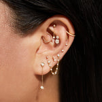 0.20 TCW Round Cut Moissanite Bezel Chain Earrings in Gold 4