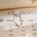 Stunning 1.0 CT Emerald Cut Moissanite Engagement Ring with Halo Pave Design 2