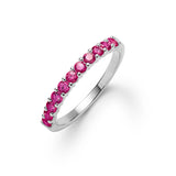 1.1 TCW Round Ruby Lab Made Diamond- July Birthstone Half Eternity Wedding Band 7